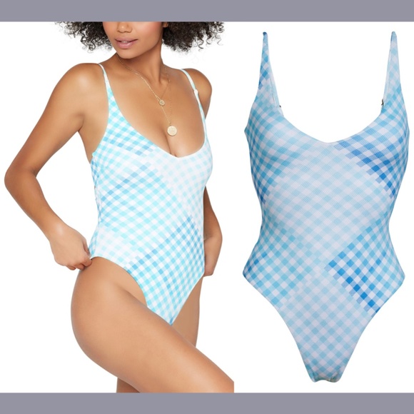 NWT L Space [‎ 6 ] Picnic Plaid Gianna Classic One Piece Swimsuit - Picture 2 of 12